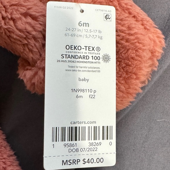 Carter’s Baby Girl Hooded Sherpa Jumpsuit Pink - Picture 4 of 4